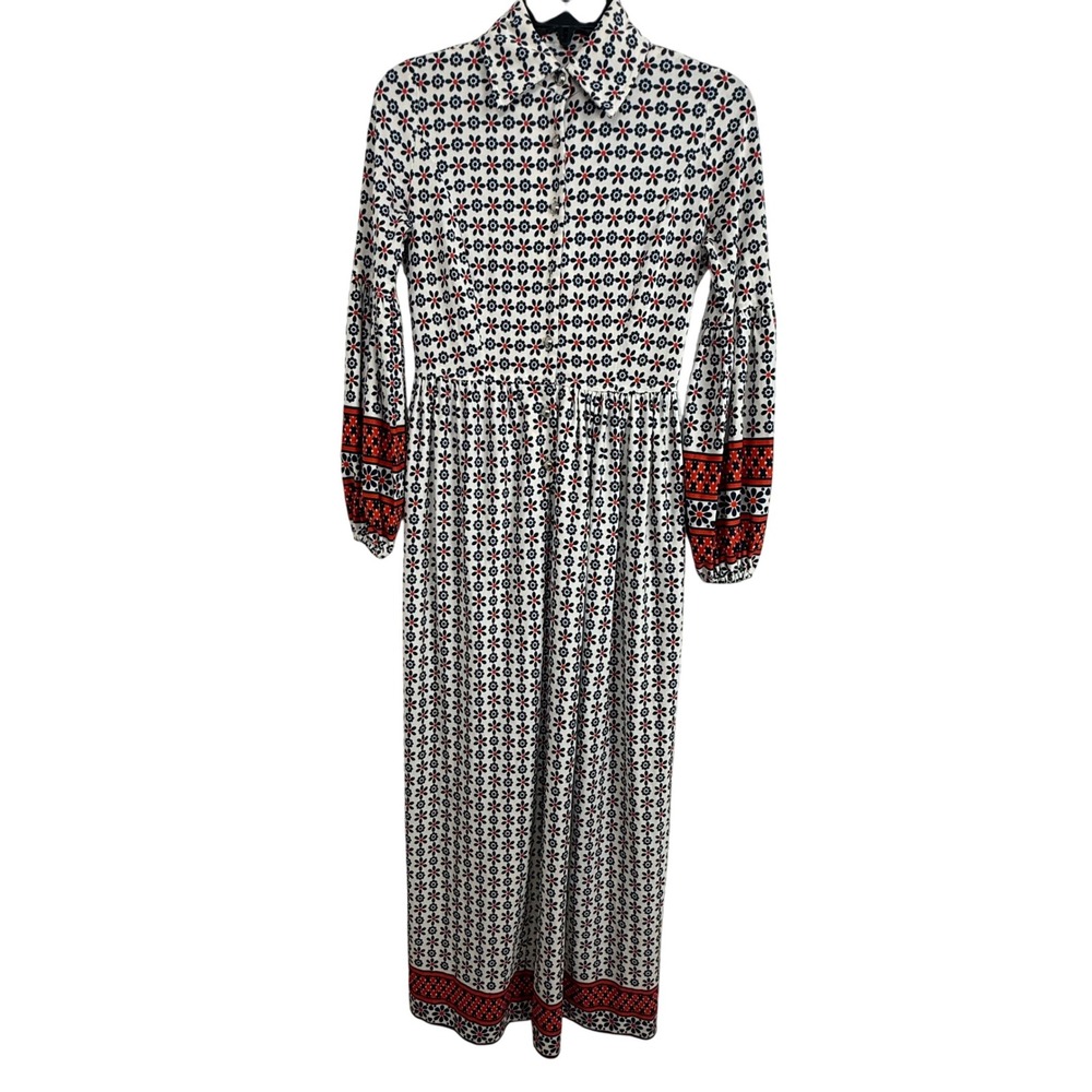 Vintage 70s Lord & Taylor Floral Maxi Dress‎ Mod Boho Prairie Long Sleeve Sz 6/8
